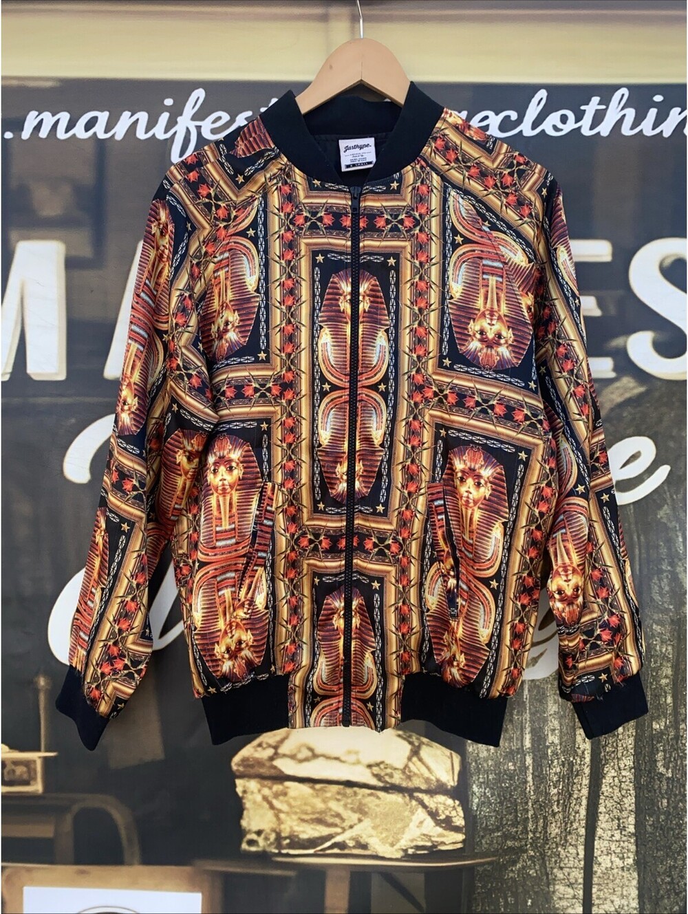 Justhype Hype King Tut Egypt Pharaoh Bomber Zip Jacket Mens XS / S Made In UAE